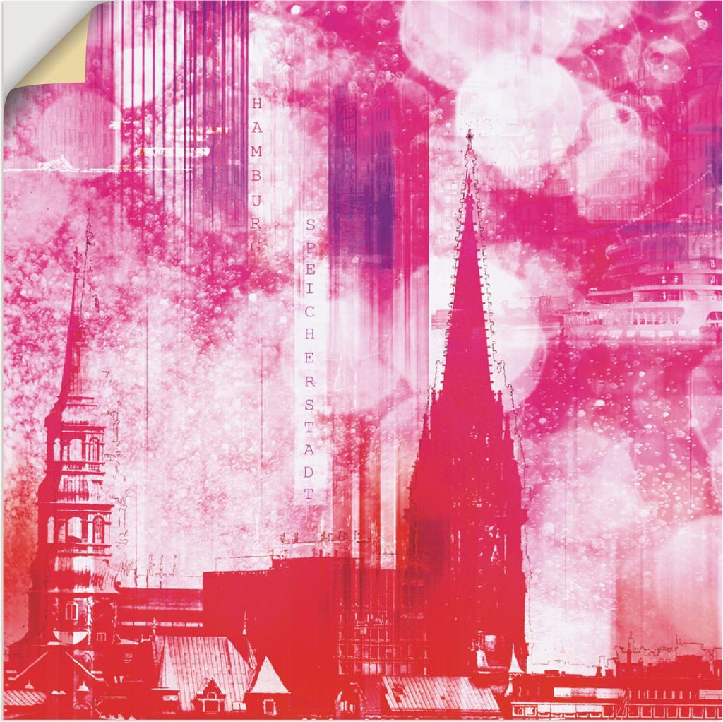 ARTland Wandbild, selbstklebend Hamburg Collage III Größe: 30x30 cm