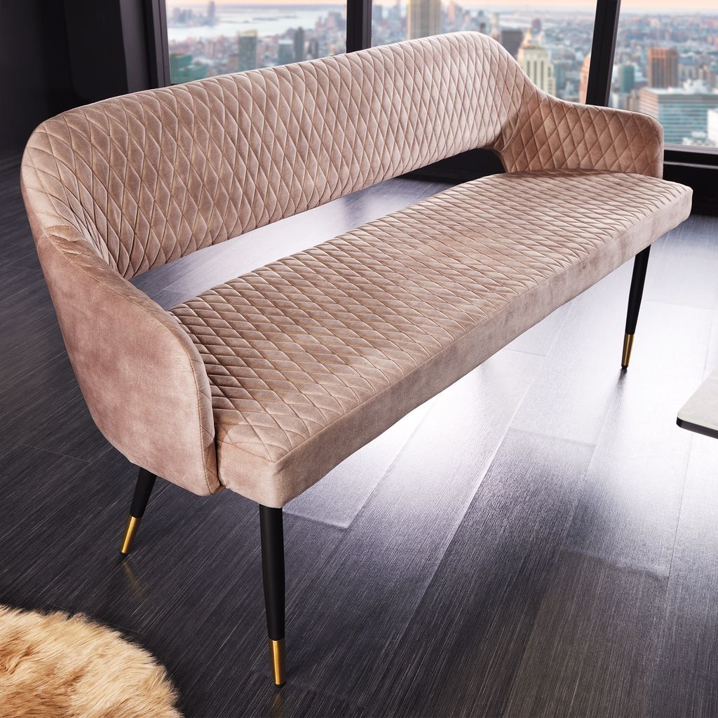 Ławka Paris 160cm szampański szary aksamit 43682 Zdjęcie produktu 