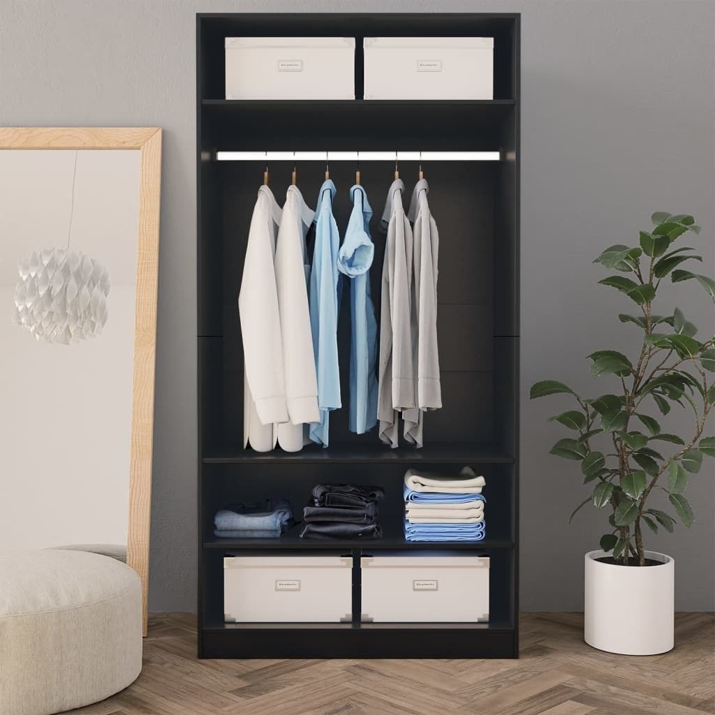 vidaXL Kleiderschrank Schwarz 100x50x200 cm Holzwerkstoff Produktbild 2
