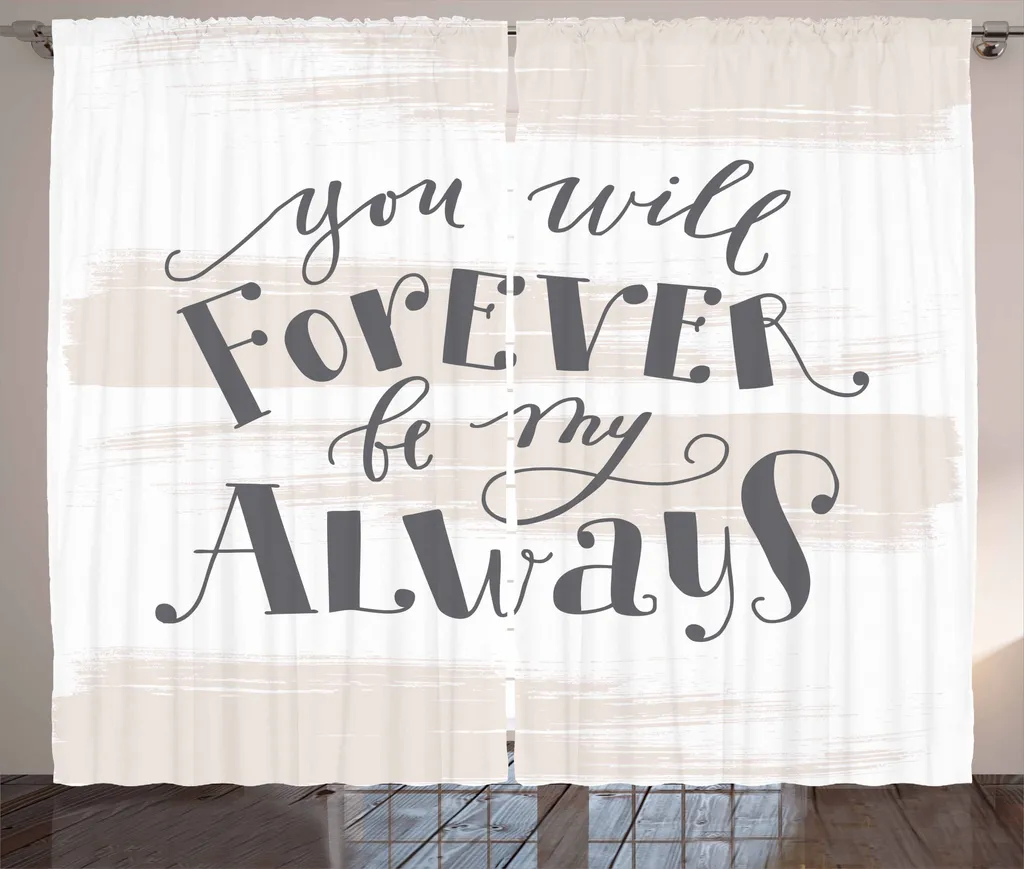 ABAKUHAUS Citazione Tenda rustica, Liebe Inspiration Strokes, Tende universali per soggiorno con passanti e ganci, 280 x 175 cm, blu scuro grigio bianco