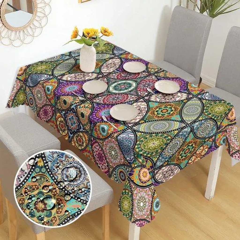 Nappe d'extérieur anti-taches motif bambou en polyester lavable