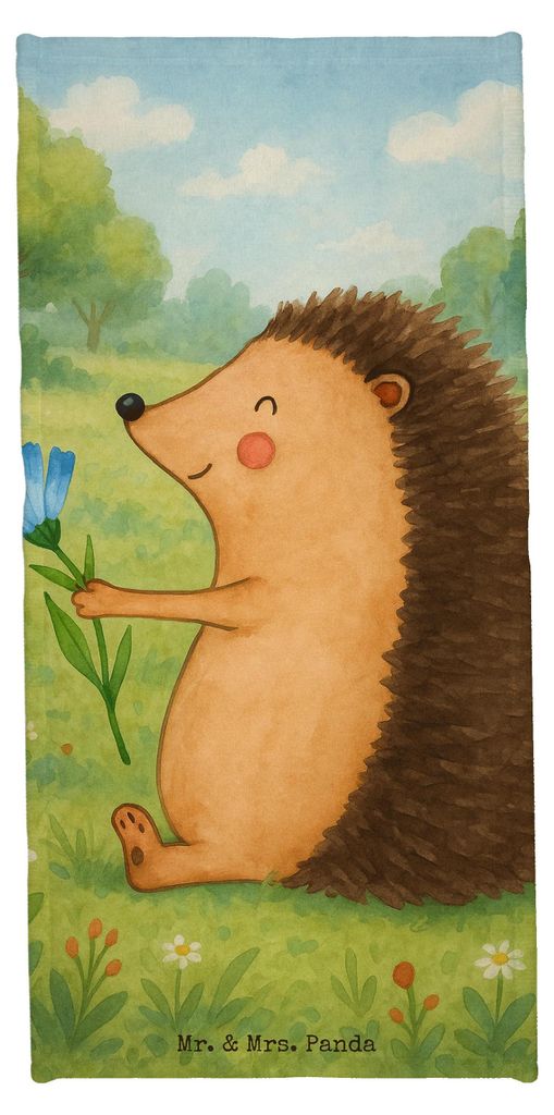 Mr. & Mrs. Panda Strandtuch Igel Blumen Design - Gelb Pastell - Geschenk, Sport Handtuch, Genesungswünsche, Lustige Sprüche, Gute Besserung, Bade...