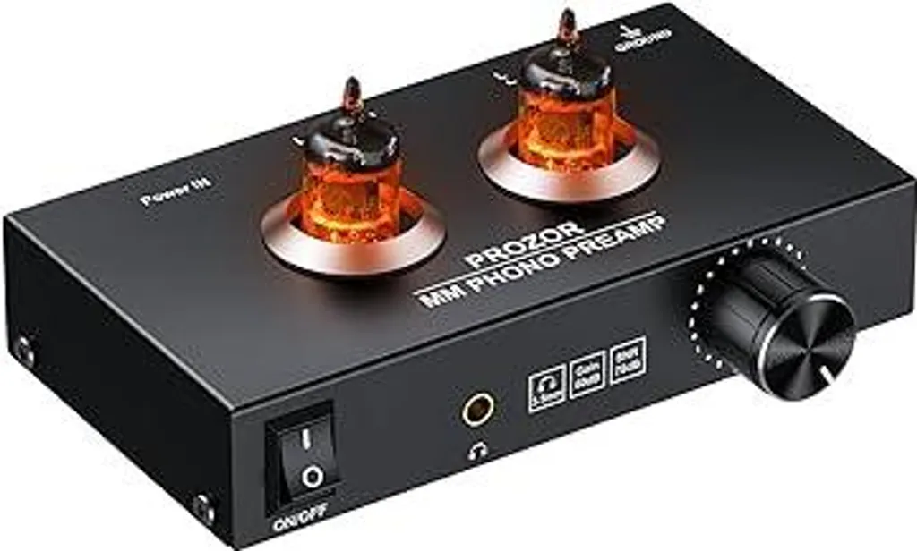 PROZOR Preamplificatore phono a valvole Preamplificatore a valvole JAN GE5654 MM HiFi Preamplificatore audio vintage compatto per altoparlanti, cuffie, amplificatori