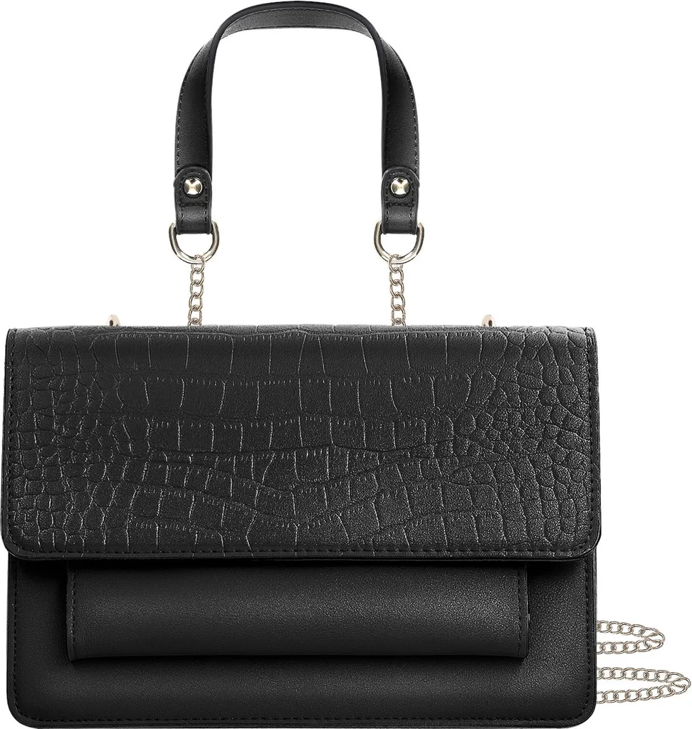 Sac bandoulière chaîne en métal et simili cuir noir haute qualité