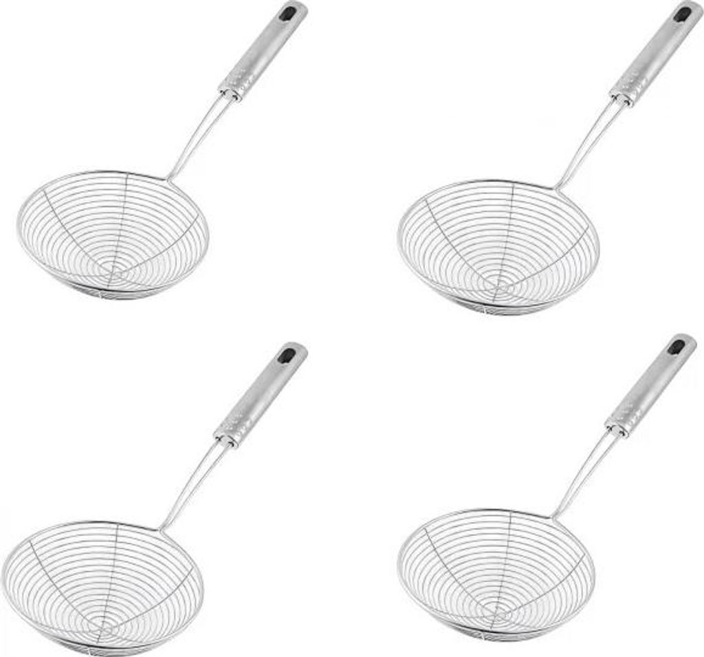 Pronett XJ5270 Küchenlöffel zum Frittieren und für Schaum, 15 cm, Edelstahl, 4 Stück