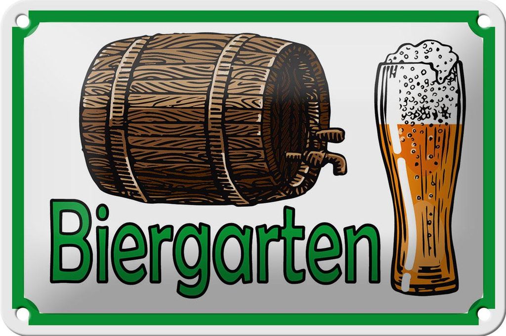 Blechschild Hinweis 18x12cm Biergarten Bier Brauerei