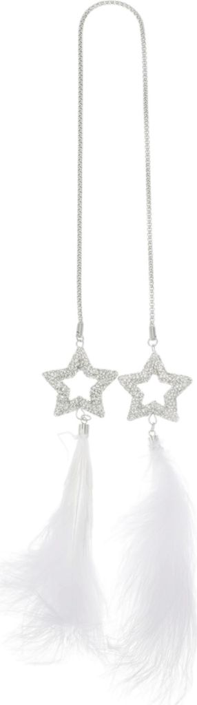 1 Stück Metall Faux Strass Stern Federn Auto Rückspiegel Anhänger Accessoires Auto Hängeornament Weiß