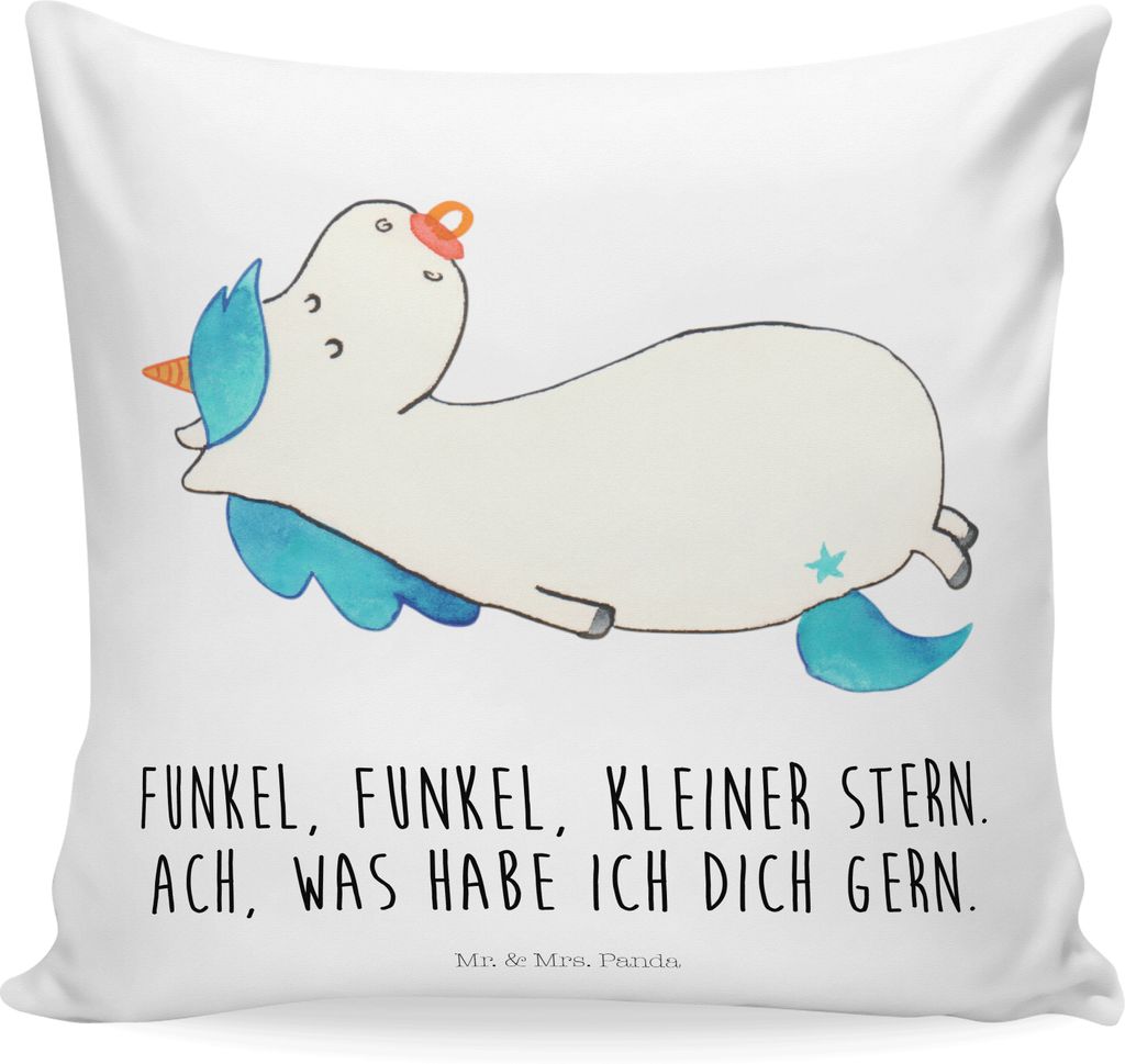 Mr. & Mrs. Panda kuschelkissen 40x40 Einhorn Schnuller - Weiß - Geschenk, Unicorn, Dekokissen, Deko Kissen, Polster, Geburtstag, Sofakissen, Einh...