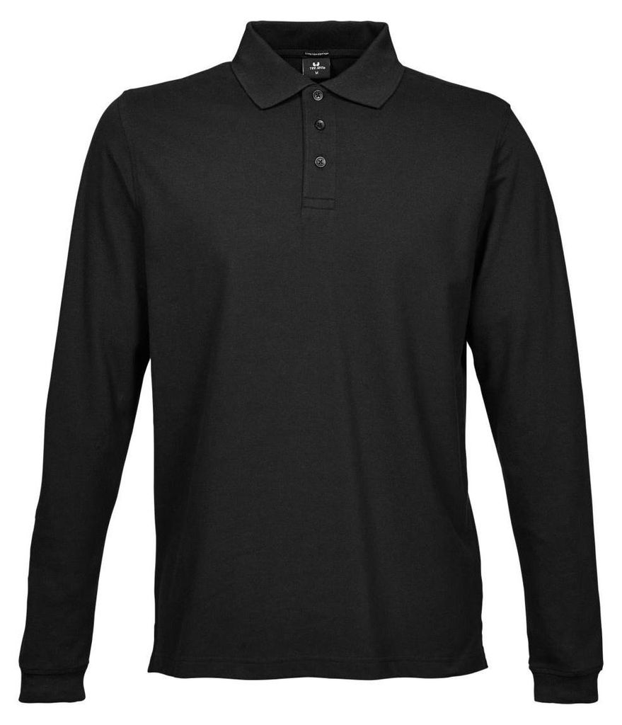 Tee Jays Herren Luxury Stretch Longsleeve / Polo-Shirt, Langarm FK883 (M) (Schwarz)