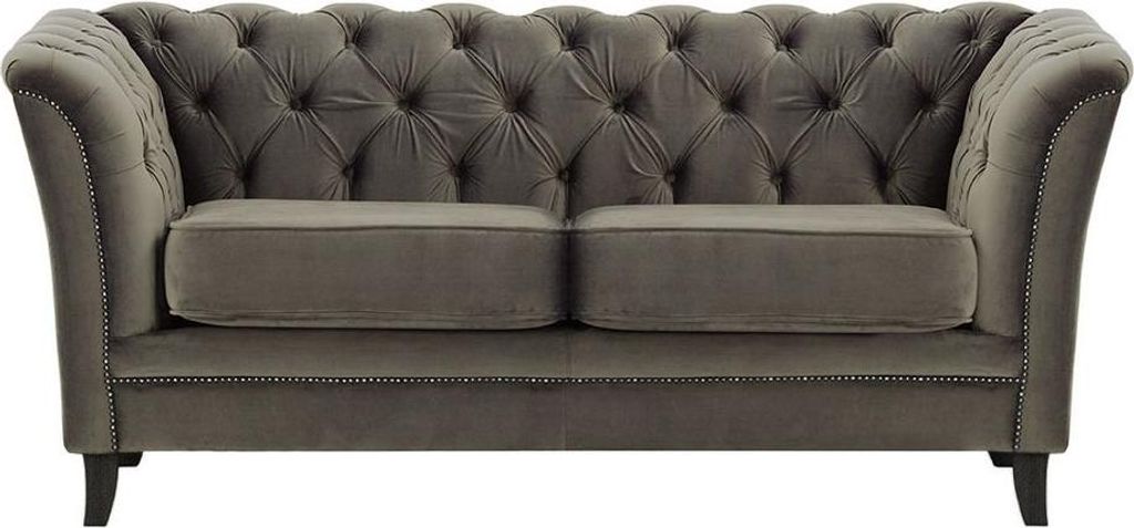 Zweisitzer-Sofa Karin-Velluto 17-schwarz-rustikales Silber