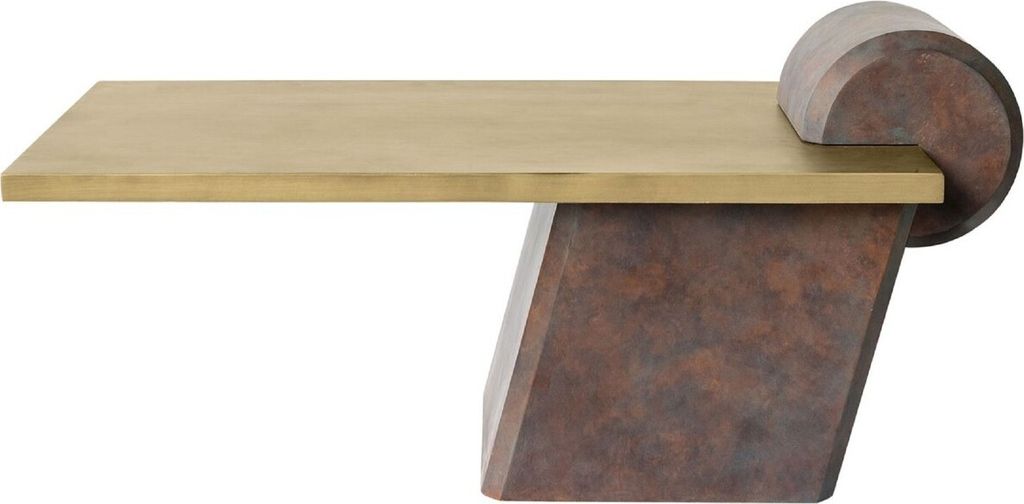 Casa Padrino Designer Couchtisch Messing / Antik Kupfer 115 x 60 x H. 53 cm - Wohnzimmertisch aus Glasfaserverstärktem Beton - Luxus Qualität