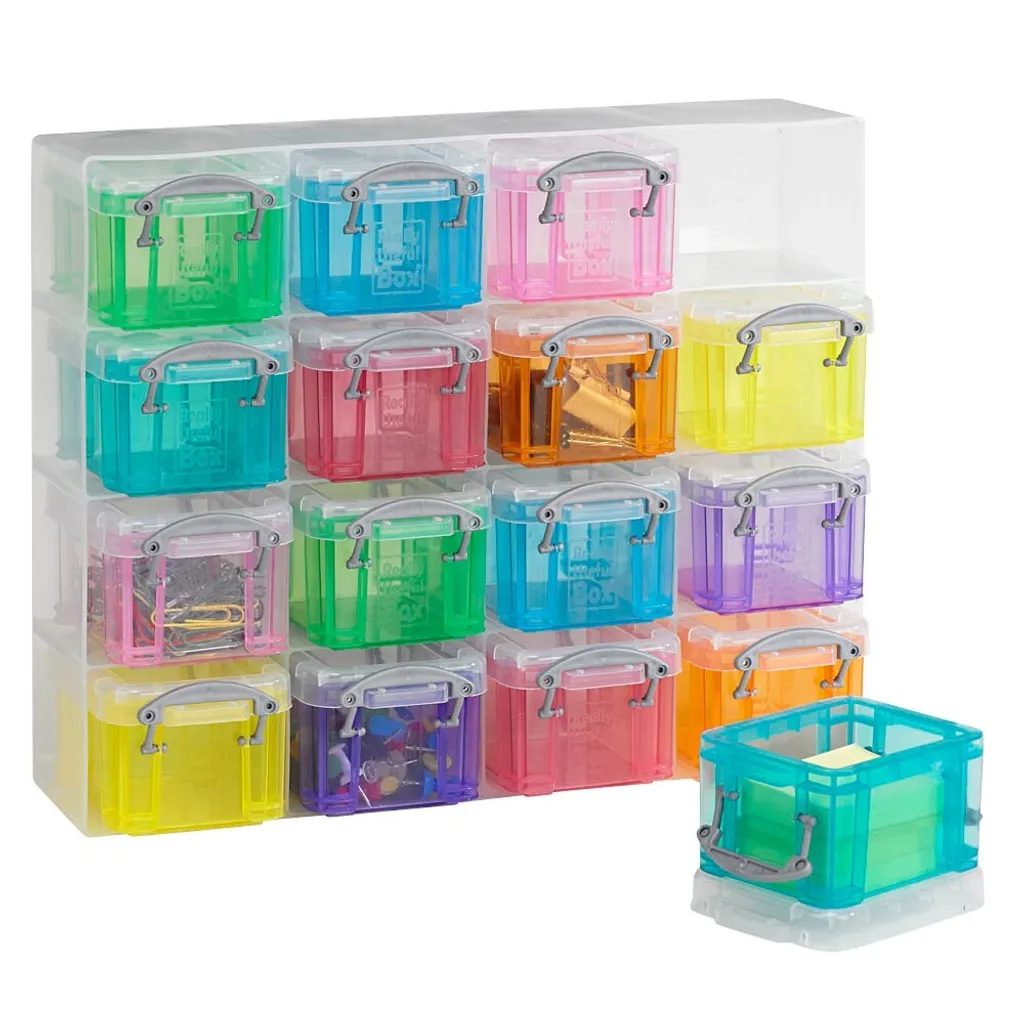 Organisateur de bureau avec 16 petites boîtes de rangement multicolores