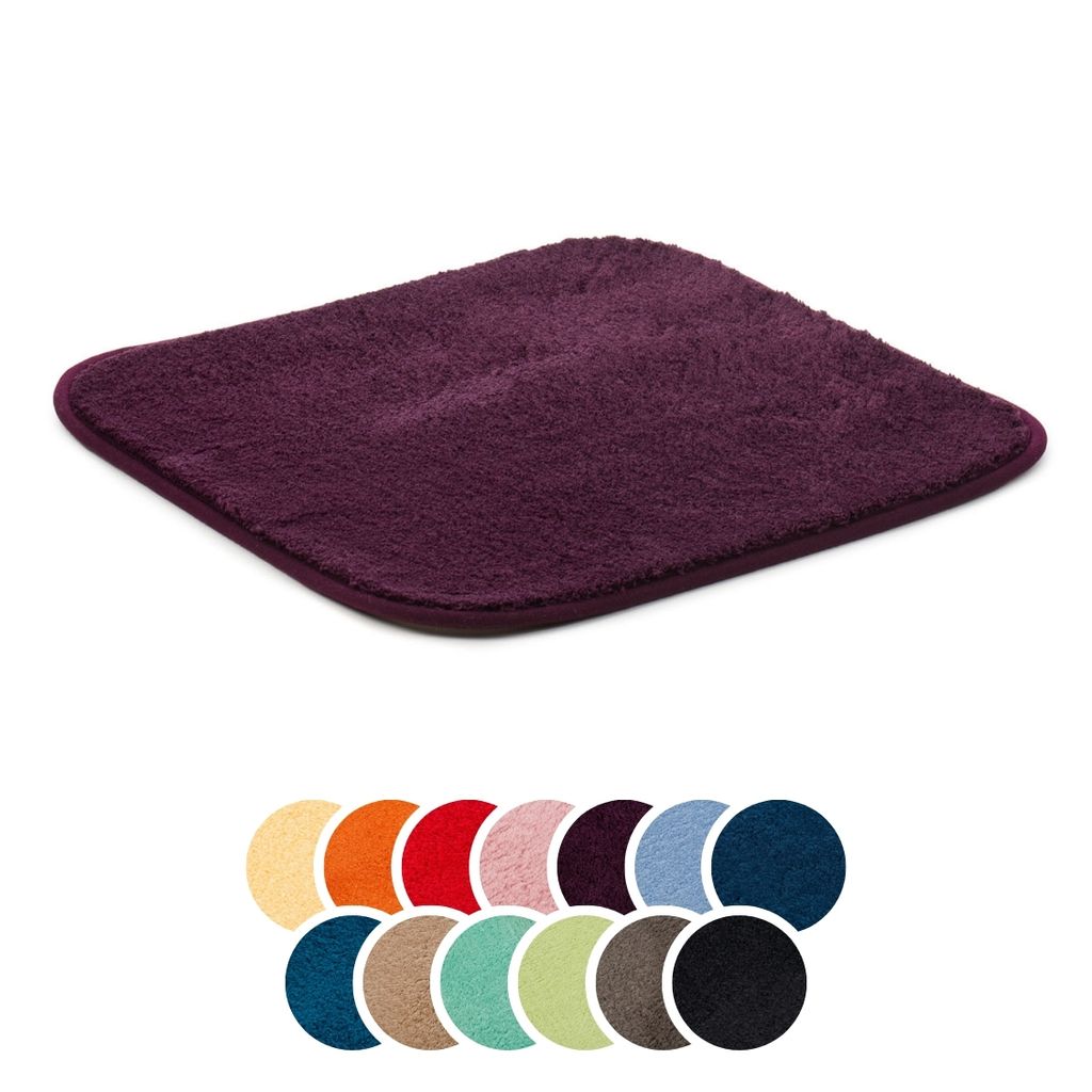 liebling Badteppich, 100% Polyester, mit Anti-Rutsch Beschichtung, saugstark, Serie Santos, 50 x 45 cm, 1500 g/m², bei 30 Grad waschbar, beere