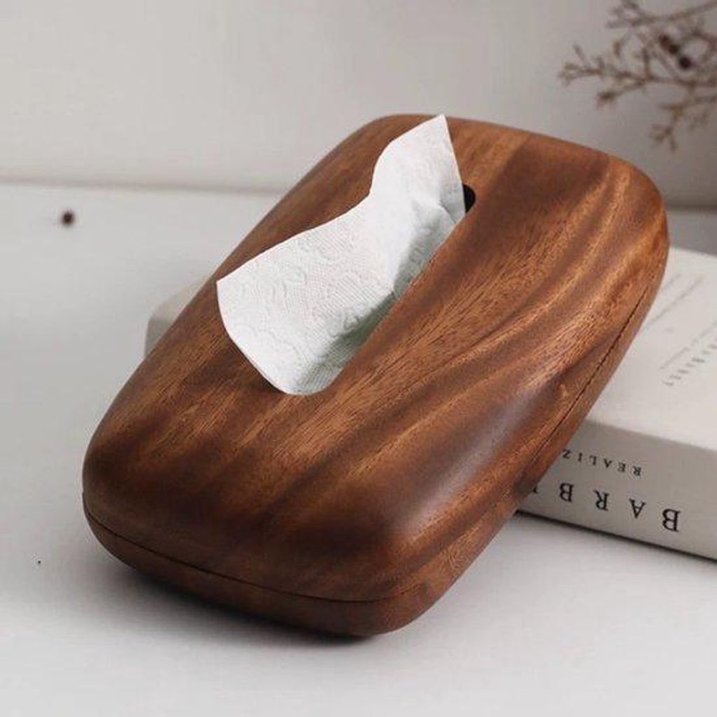 Tissuebox - Tissueboxhouder, vierkant - Luxe notenhouten Productafbeelding 