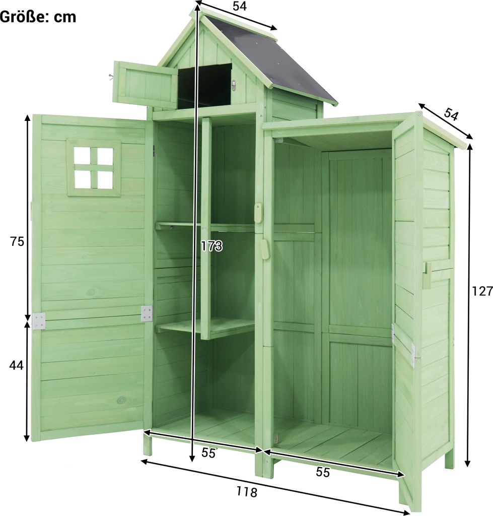 Flieks Geräteschrank Holz Gartenschrank Wetterfest, Produktbild 3