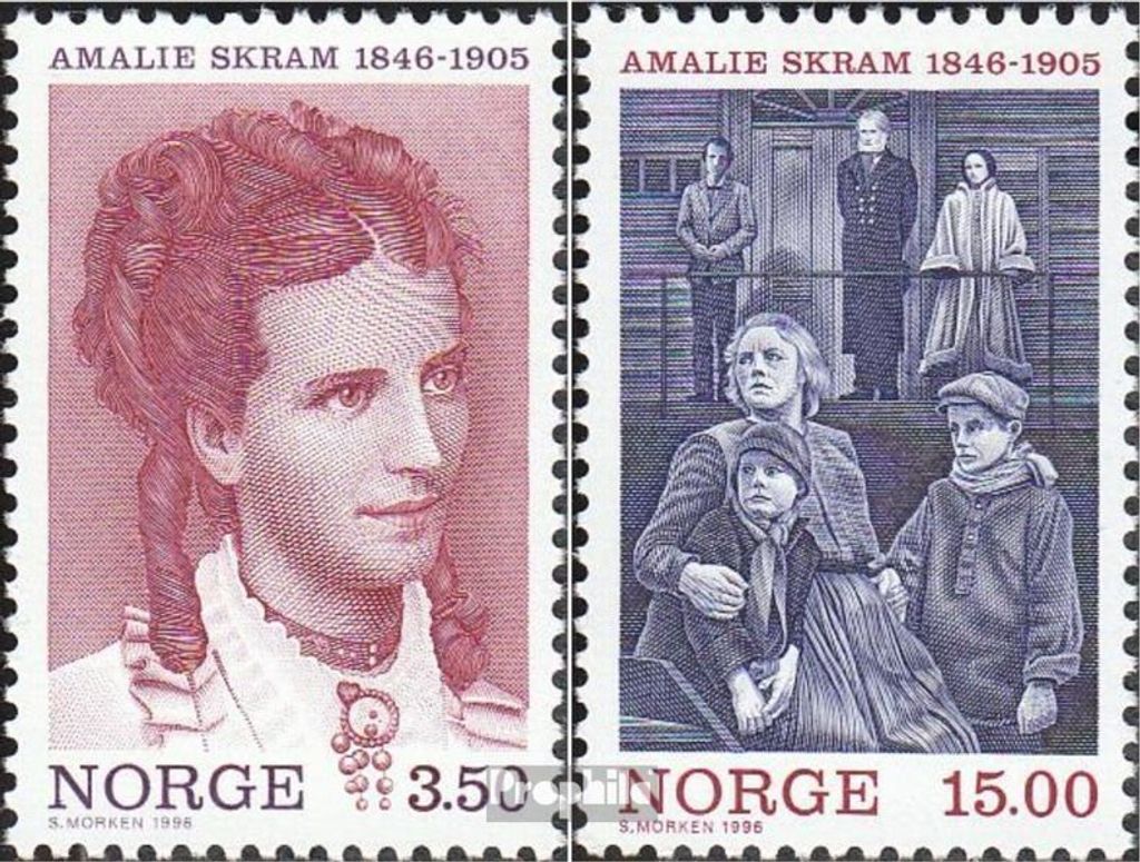 Briefmarken Norwegen 1996 Mi 1226-1227 (kompl.Ausg.) gestempelt Amalie Skram