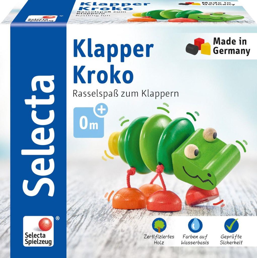 Selecta Spielzeug Klapper-Kroko, Spiel Figur, Babyspiel, Immagine del prodotto 