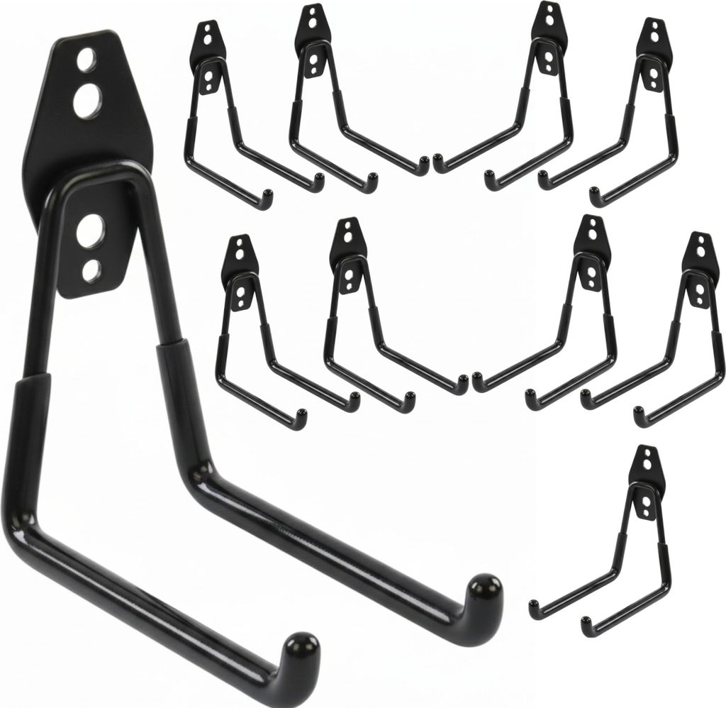 Set 10 Stck. Wandhaken von BOTLE, Werkzeughaken, für Elektrowerkzeuge, "Geradeförmig" 13cm, stabil mit PVC-Ummantelung, für Garage, Werkstatt, S...