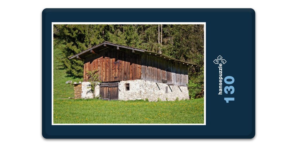 hansepuzzle 18013 - Scheune Puzzle, 130 Teile, Gebäude, 28,7 x 20,0cm mit hochwertiger Aufbewahrung, Kartonbox und wiederverschließbarem Beutel
