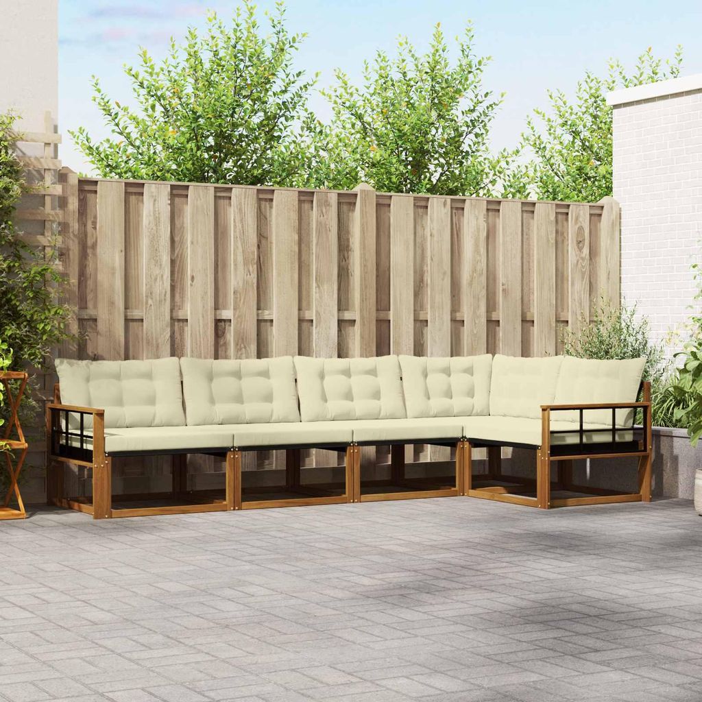 "Neues Produkt" Outdoor-Sofagarnitur ANTI-UV - CLORIS - mit Kissen - 5 pcs - Natur und Creme - Modern Gartensofas V790