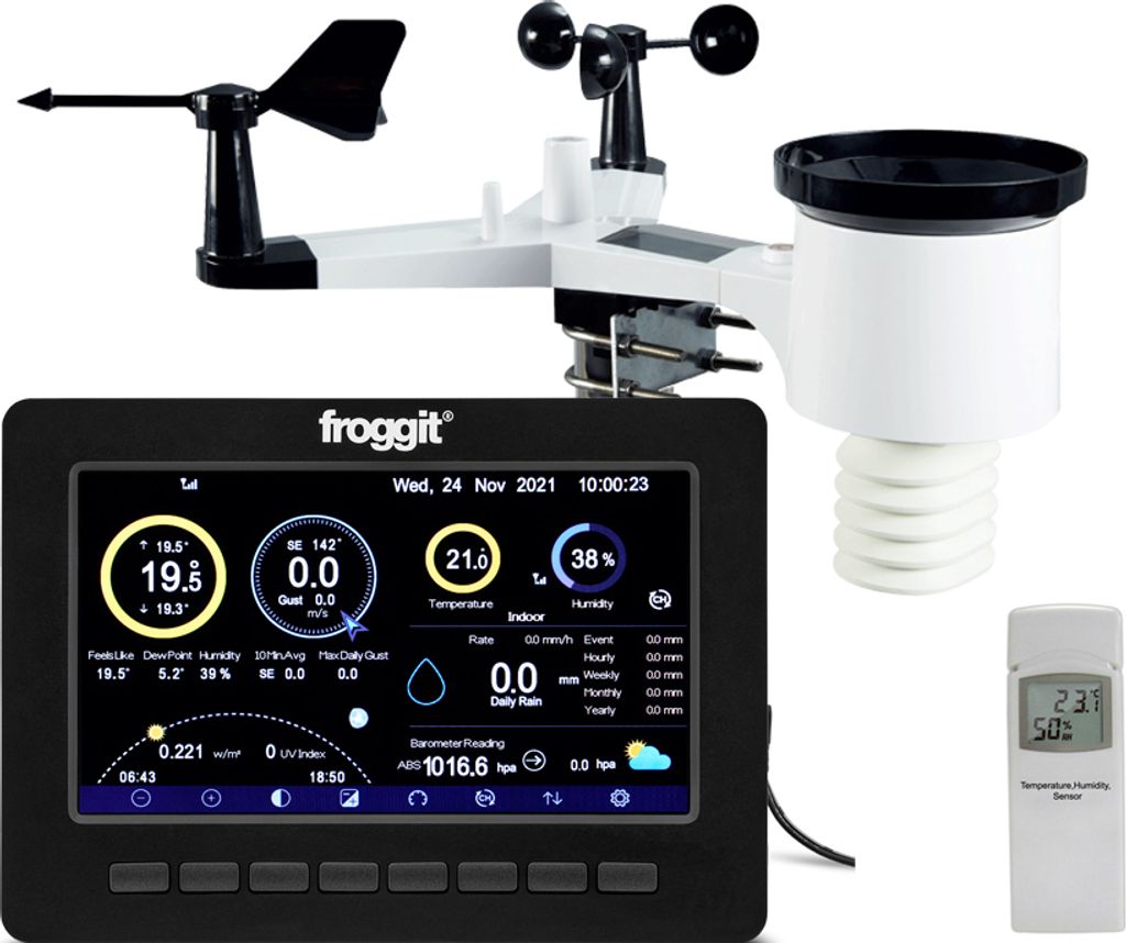 froggit HP1000SE PRO Black Edition WiFi Internet Multikanal Funk Wetterstation