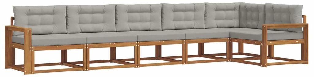 Hochwertigen Möbel Outdoor-Sofa garnitur moderne - Balkonmöbel/Gartenlounge-Set - robust und langlebig - mit Kissen 6 pcs Natürlich und Hellgrau...
