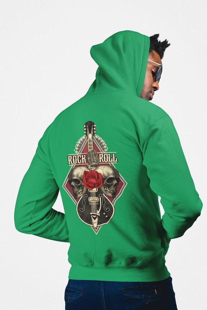 D&B Uni Hoodie ZIPZN00014 Rock And Roll Grün-Größe XL