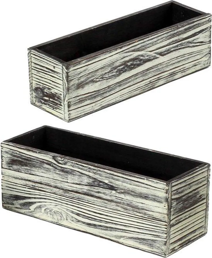 Bac à plantes bois rectangulaire shabby chic pour déco élégante x2