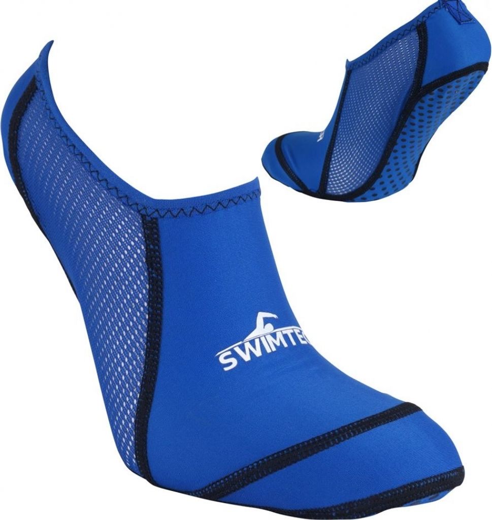 SwimTech Schwimmsocken Junior Blau mit Silikongriff - Größe Produktbild 