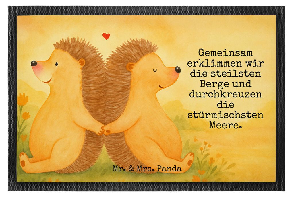 Mr. & Mrs. Panda Schmutzfangmatte Igel händchenhaltend Design 60 x 90 cm - Weiß - Geschenk, Liebe, Verknallt, Bodenvorleger, Love, fußmatte, Fus...
