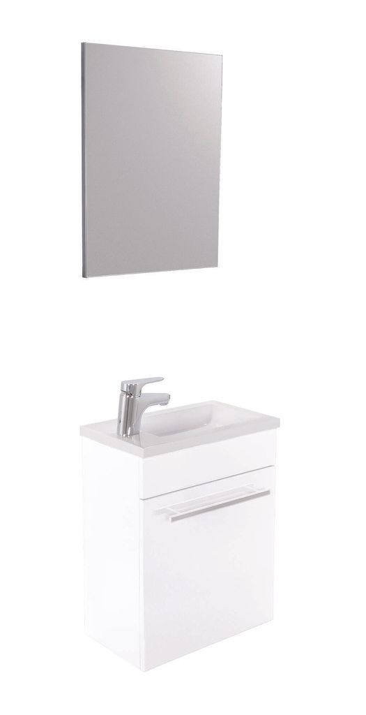 ONDEE ZEN-Handwaschbecken NINO – mit Spiegel – 44 cm – Weiß – Lackiert – Wird als Bausatz geliefert