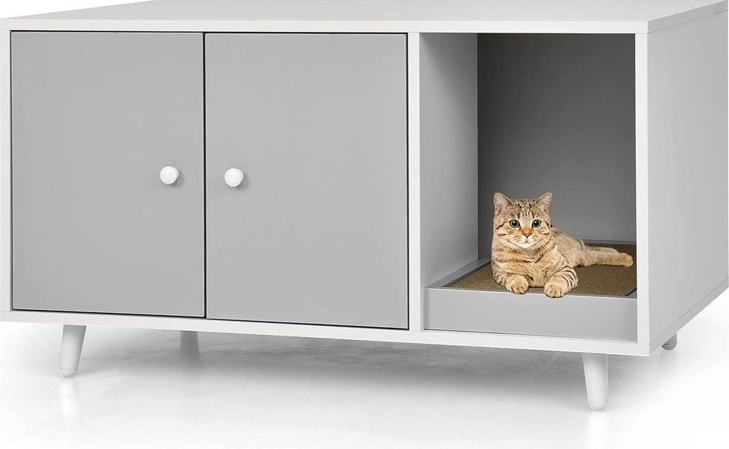 COSTWAY 2w1 stolik boczny i szafka dla kota z drapakiem, Zdjęcie produktu 