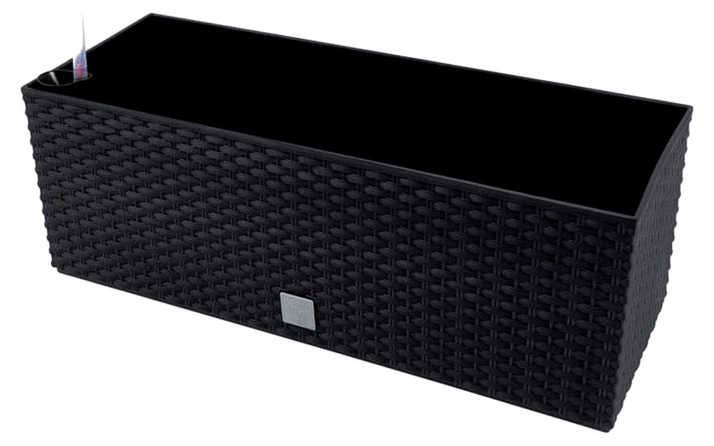 17 L Pflanzkübel Blumentopf L 500 mm Blumenbank in Rattan-Optik mit Bewässerungssystem anthrazit viereckig