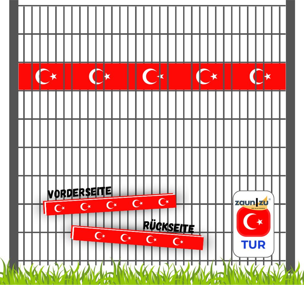 zaun|zu Sichtschutzstreifen Türkei Landesfarben-Set für Doppelstabmattenzaun Akzentstreifen