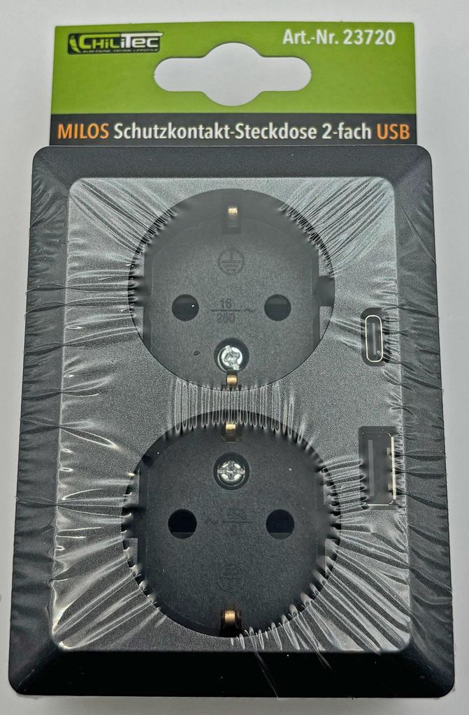 MILOS Schutzkontakt-Steckdose 2-fach Doppel Steckdose 1 auf Produktbild 