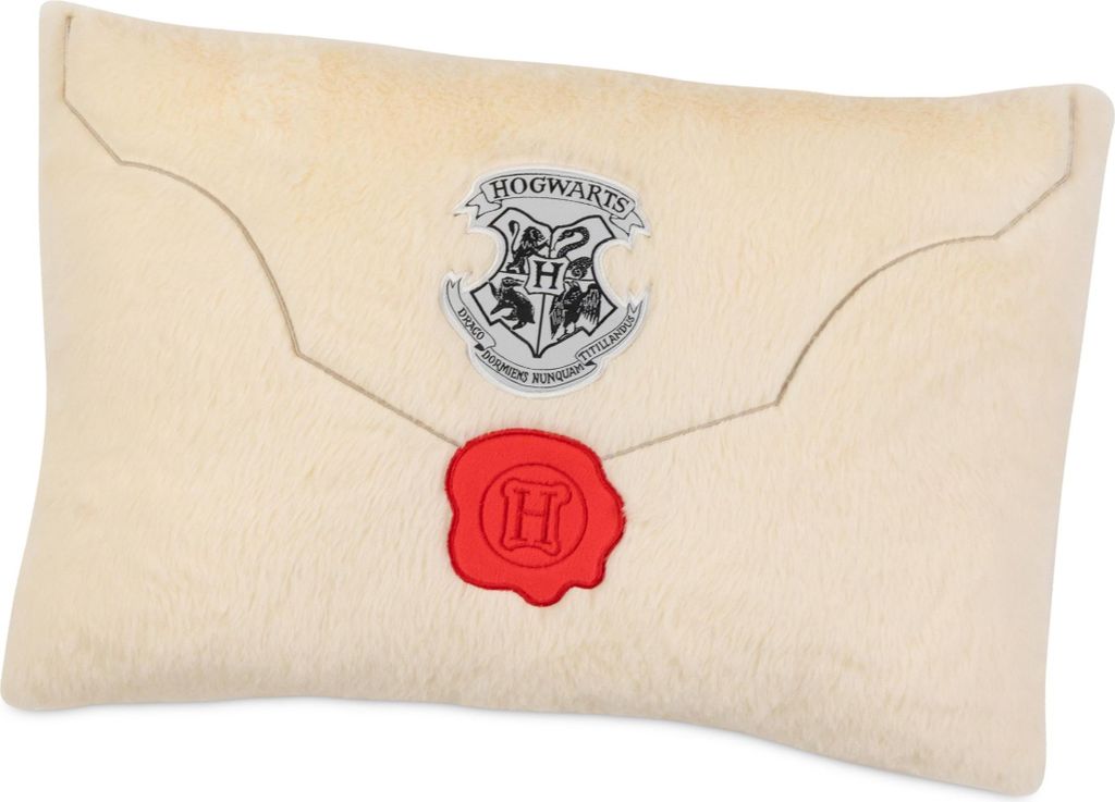 Harry Potter Kissen - Hogwarts Aufnahmebrief Logo Brief Plüsch Dekokissen Zierkissen Kopfkissen Sitzkissen Beige 30 x 45 cm