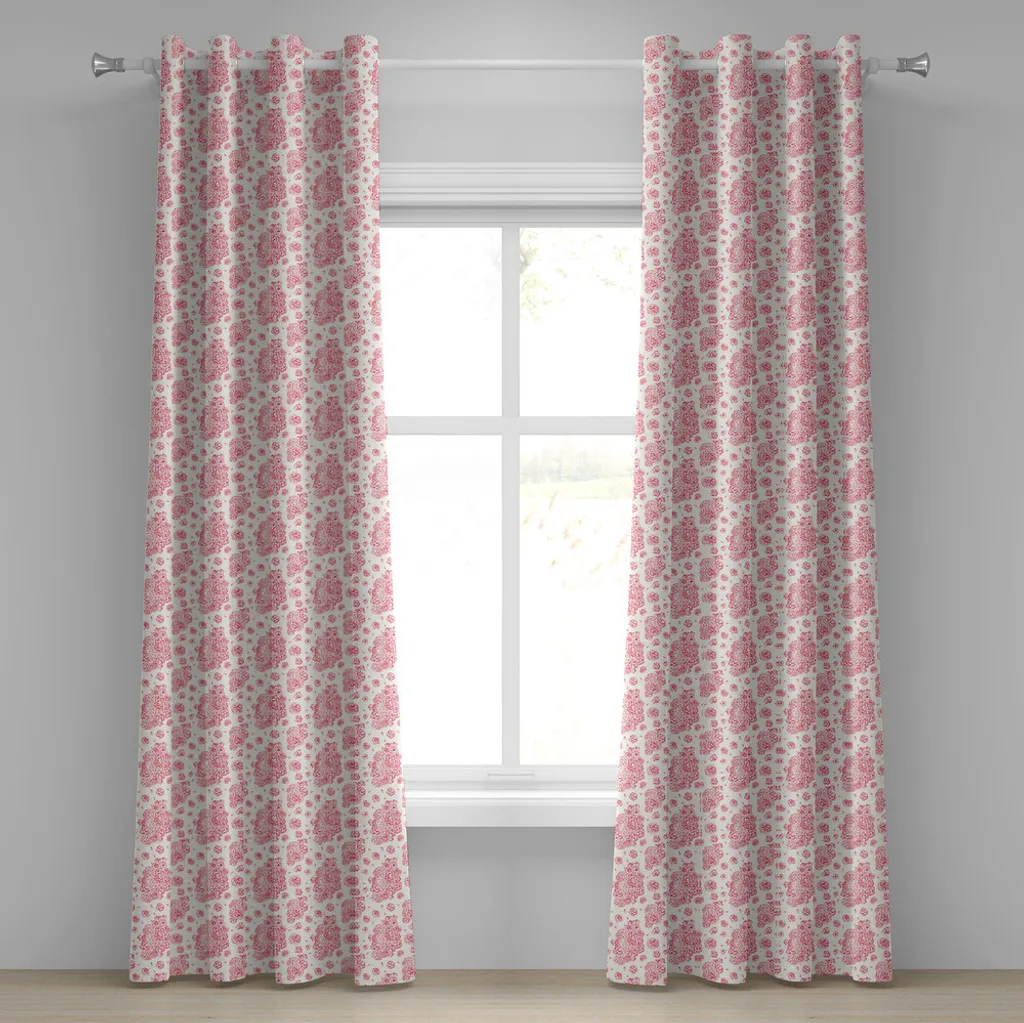 Tende ABAKUHAUS Fiori Vittoriani 280x245cm Corallo Rosa per Soggiorno