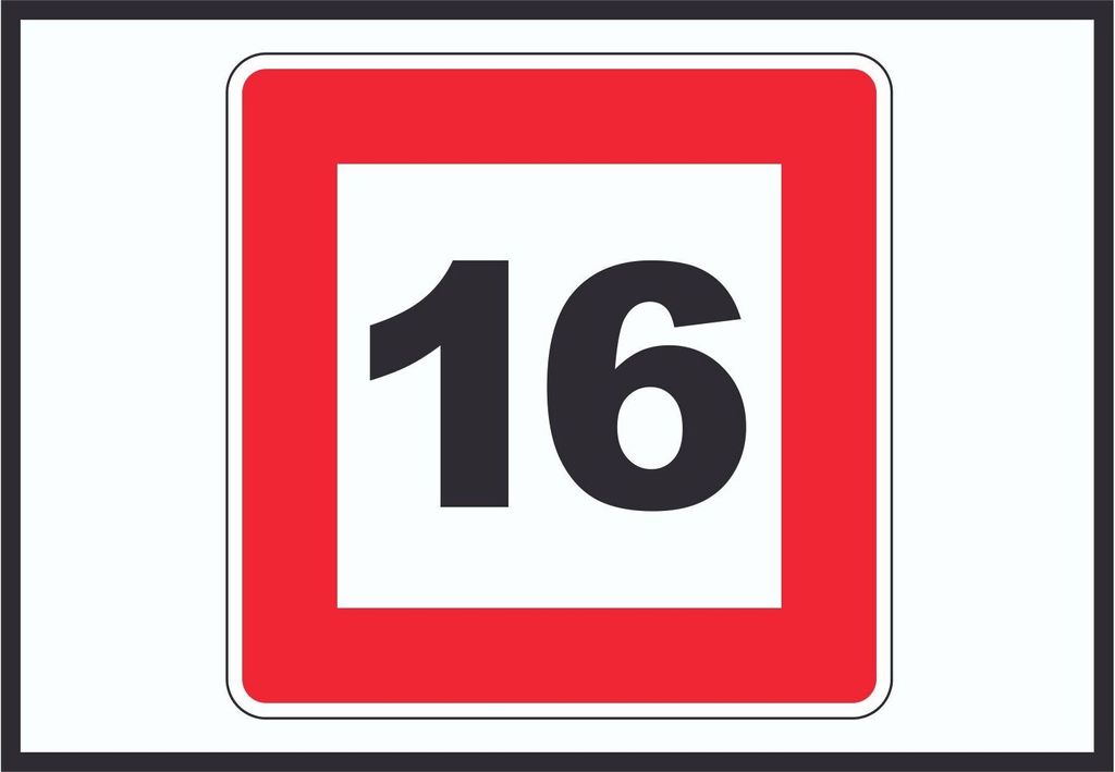 Höchstgeschwindigkeit 16 km/h nicht zu überschreiten Schild mit Symbol A4 (210x297mm)