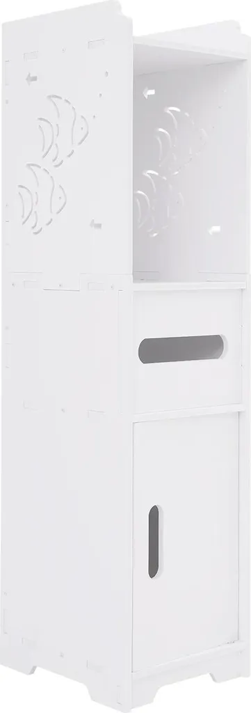 Meuble de rangement salle de bain blanc en composite bois-PVC 3 niveaux
