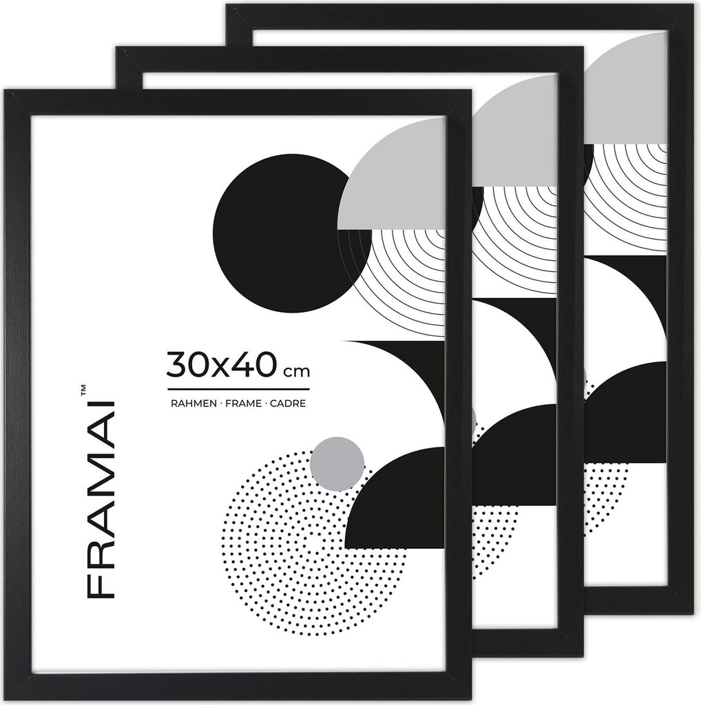 LUCA® Cornici, HEN 2, set di 3 cornici, colore nero, 30x40 Immagine del prodotto 