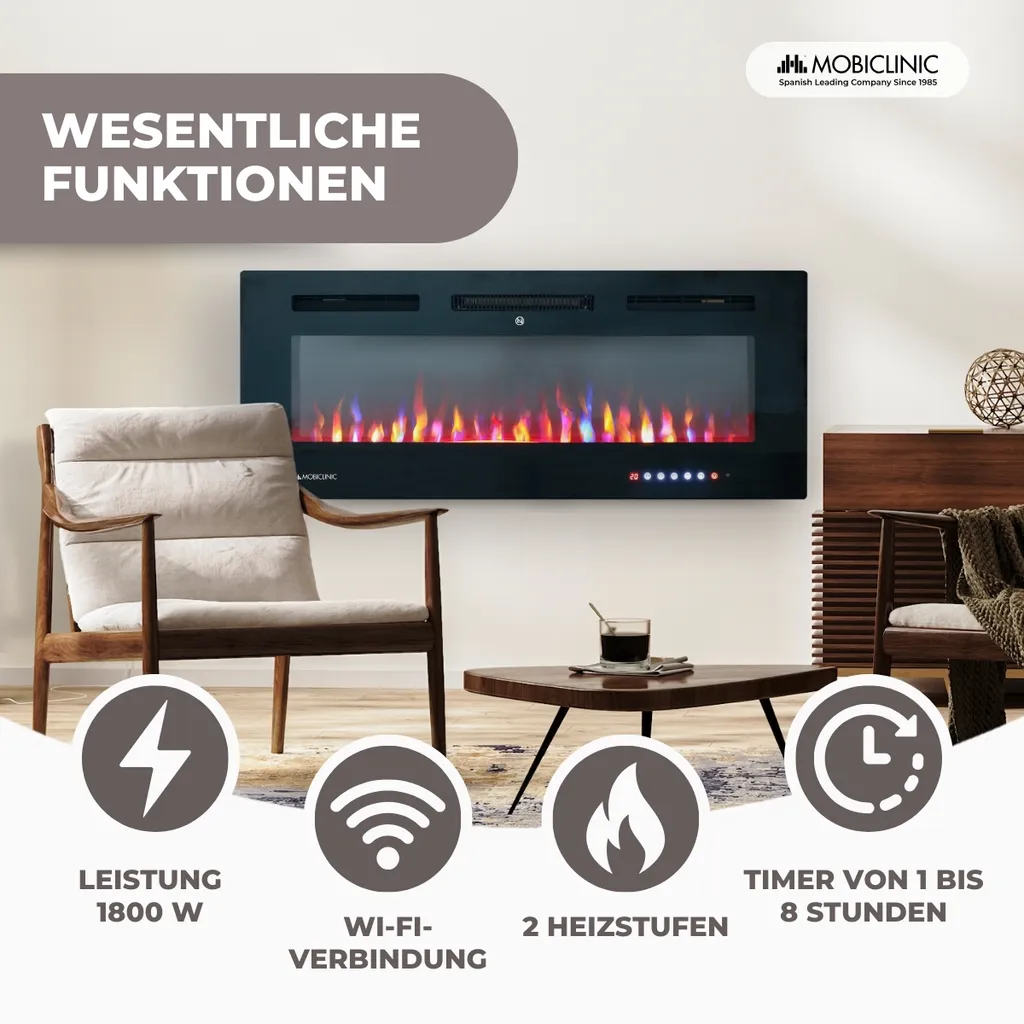 Cheminée électrique anti-surchauffe pour un chauffage sécurisé WiFi