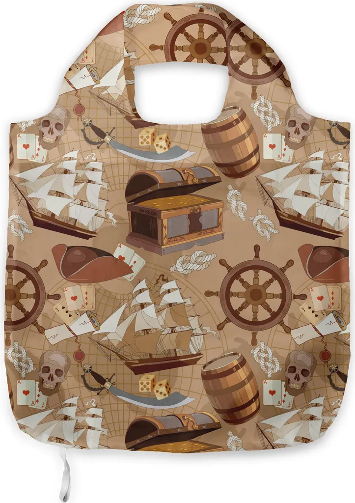 ABAKUHAUS Borsa Pirates Adventure - Tote Bag in Tessuto Marrone Chiaro