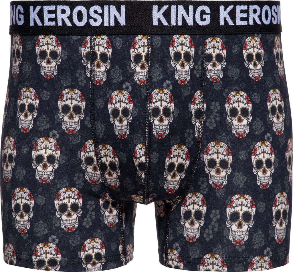 King Kerosin Herren Boxershorts "Sugar Skull" Black S