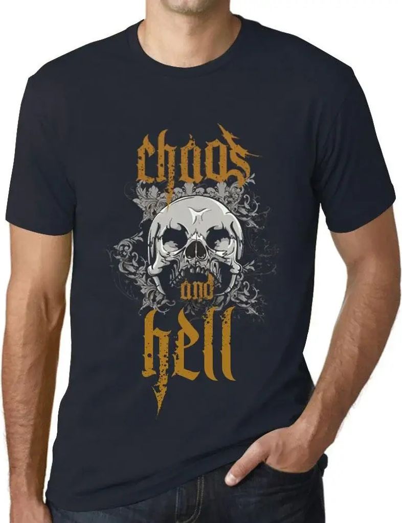 Herren Grafik T-Shirt Chaos und Hölle – Chaos & Hell – Öko-Verantwortlich Vintage Jahrgang Kurzarm Lustige Druck Geburtstag Geschenk Mann