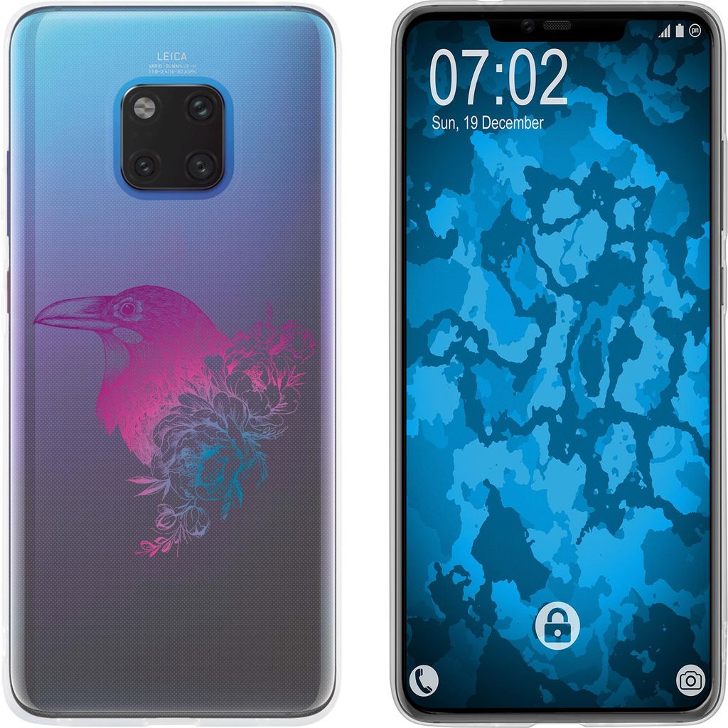 PhoneNatic Case kompatibel mit Huawei Mate 20 Pro Silikon-Hülle Floral Rabe M4-6