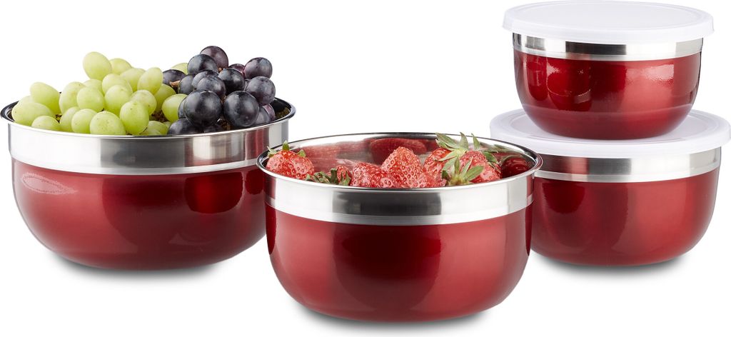 Relaxdays Schüssel Set mit Deckel, Edelstahl, verschiedene Produktbild 