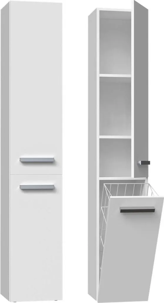 Mobile Bagno NEL IV Bianco Opaco 174x31x30 cm con Cesto | Arredo Salvaspazio