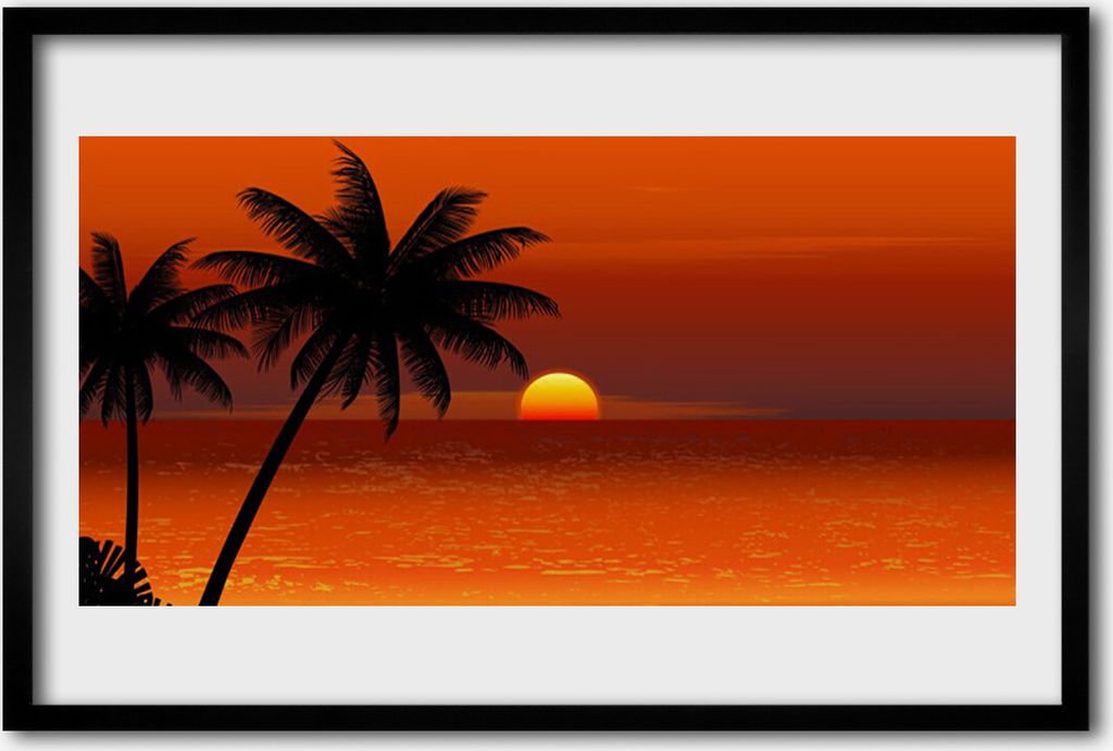 Bild 60x40 MDF-Rahmen Wandkunst Palma Meer, Sonne, Landschaft