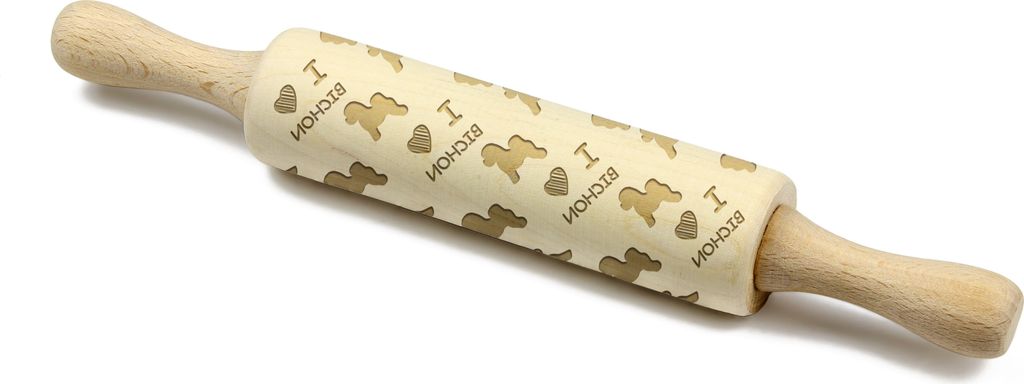 Bichon Frise, Gelockter Bichon, Tenneriffahündchen - kleiner Nudelholz mit Hund, Teigrolle mit Mustern, Gadget für Keramiker der Marke Art-Dog