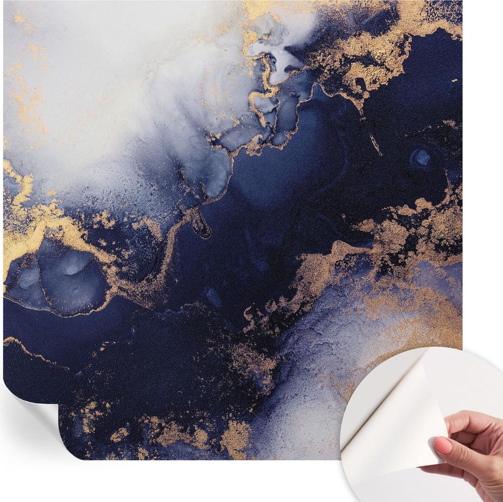 Selbstklebende Wandtapete - Dekorative Tapete für Wohnzimmer - Klebefolie für Wandbilder - Tapetenfolie für Wanddekoration - 250x250 cm - Marine...